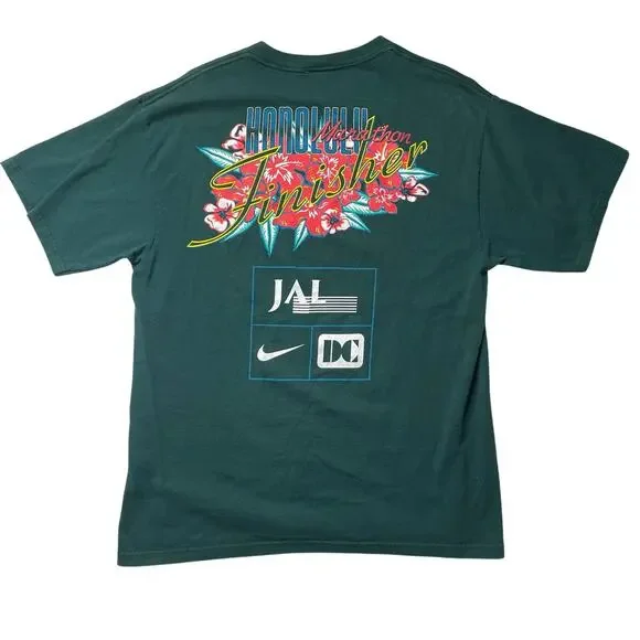 Nike Vintage Honolulu Marathon Finisher 1995 Double Sided Shirt Sz Medium Cotton